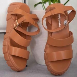 Brown Platform Sandals Size 8.5 NIB
